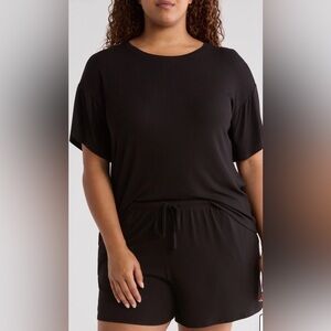 NORDSTROM MOONLIGHT ECO EASY RIB SHORT PAJAMA SET, BLACK, 1X, NWT.